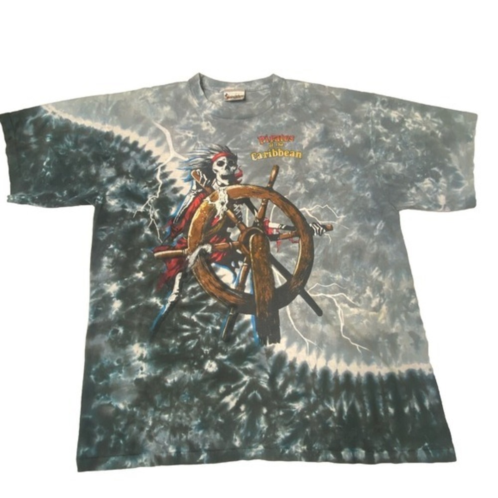 Vintage‎ 90s Pirates Of The Caribbean Shirt Mens XL Tie Dye Disney Single Stitch